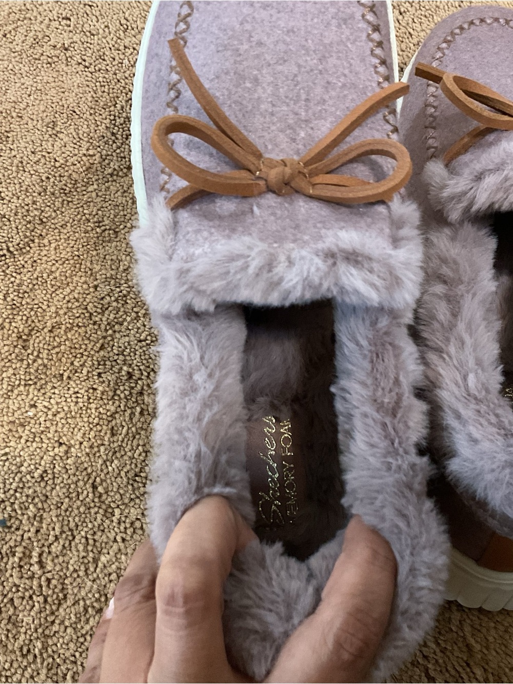 Skechers Plush Faux-Fur Slip-On Moccasins in Lavender Size 8 - Picture 5 of 9